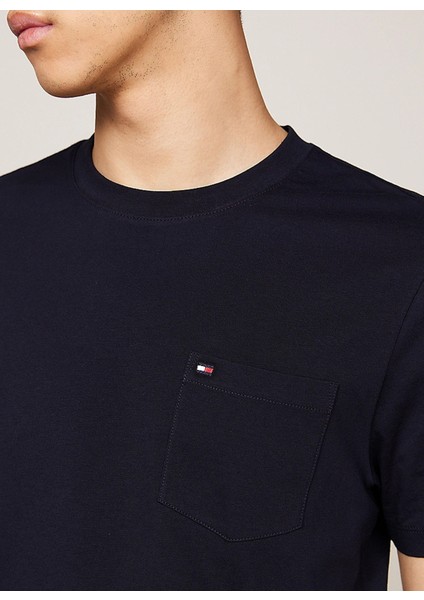 Bisiklet Yaka Mavi Erkek T-Shirt MW0MW36220DW5
