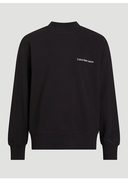 Bisiklet Yaka Normal Baskılı Siyah Erkek Kazak J30J325670BEH Instıtutıonal Sweater