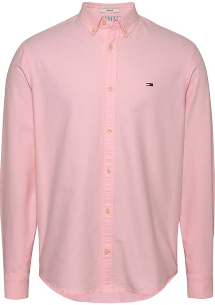 Regular Fit Pembe Nakışlı Erkek Gömlek DM0DM19134THA Entry Reg Oxford