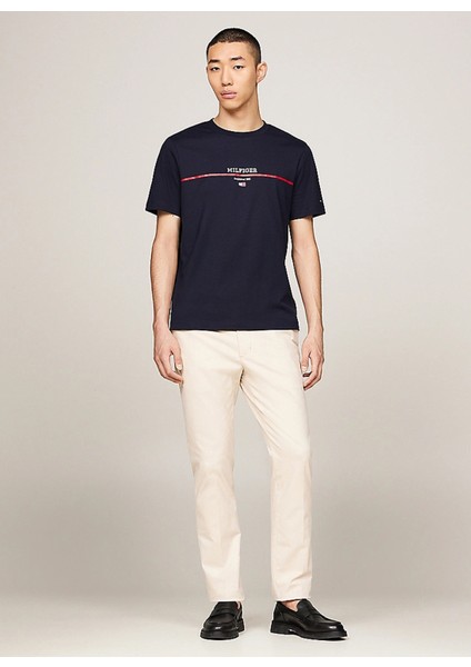 Tommy Hilfiger Bisiklet Yaka Mavi Erkek T-Shirt MW0MW35464DW5