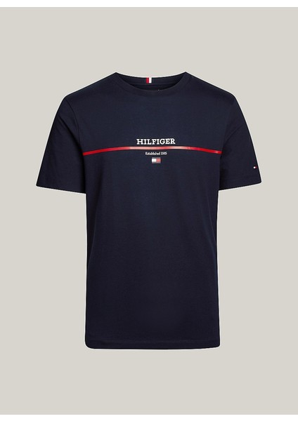 Tommy Hilfiger Bisiklet Yaka Mavi Erkek T-Shirt MW0MW35464DW5