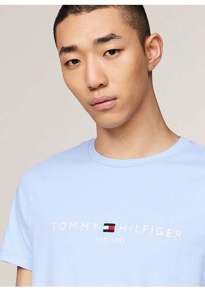 Tommy Hilfiger Bisiklet Yaka Mavi Erkek T-Shirt MW0MW11797C1Z