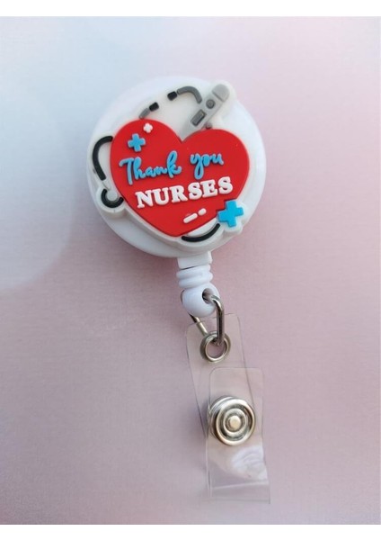 Thank You Nurses Silikon Yoyo Yaka Kartlığı Yatay Dikey Kart Koruyucu