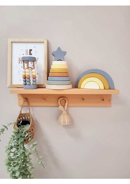 Tinyminywoods Yıldız Halka Kule Set (Halka Kule + Abaküs + Gökkuşağı )Ahşap Oyuncak Dekor Montessori Oyuncak