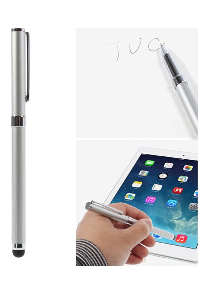 Gümüş Rengi Çok Fonksiyonlu Tükenmez ve Amp; Kapasitif Dokunmatik Ekranlı Cihazlar İçin Stylus Kalem 14CM (Yurt Dışından)