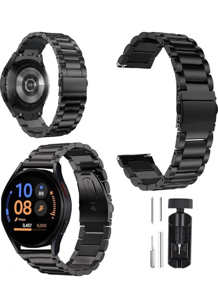 Samsung Galaxy Watch 3 41MM Kordon Paslanmaz Çelik Stainless Steel Baklalı Ayarlanabilir Akıllı Saat Kordonu ve Ayarlama Aparatı