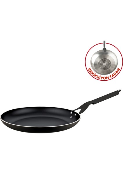 28 cm Profesyonel Indüksiyonlu Krep Tava, Horeca Indüksiyon Tabanlı Krep ve Omlet Tavası