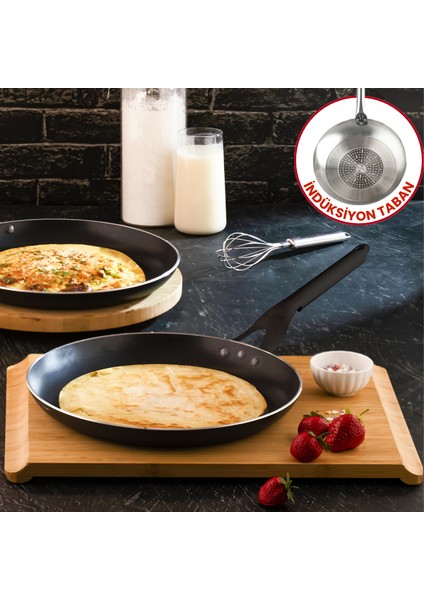 28 cm Profesyonel Indüksiyonlu Krep Tava, Horeca Indüksiyon Tabanlı Krep ve Omlet Tavası fiyatları