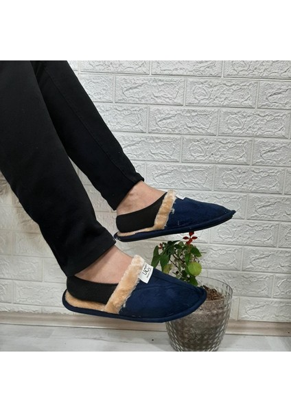 Lacivert Içi Kürklü Ev Içi Tüylü Misafir Terliği modelleri