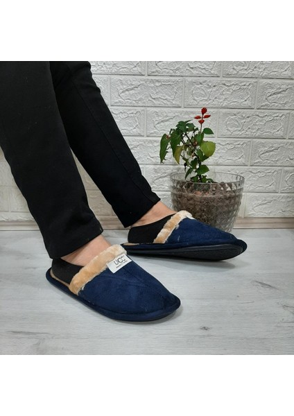 Lacivert Içi Kürklü Ev Içi Tüylü Misafir Terliği fiyatları