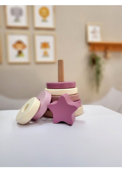Yıldız Halka Kule Ahşap Oyuncak Dekor Montessori Oyuncak Eğitici Oyuncak fiyatları