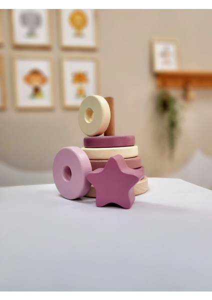 Yıldız Halka Kule Ahşap Oyuncak Dekor Montessori Oyuncak Eğitici Oyuncak modelleri