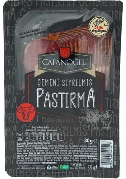 Çemeni Sıyrılmış Pastırma 80 gr