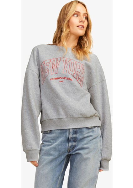 Jxmerle Kadın Gri Sweatshirt 12260608-LIGHTGREYMELANGE