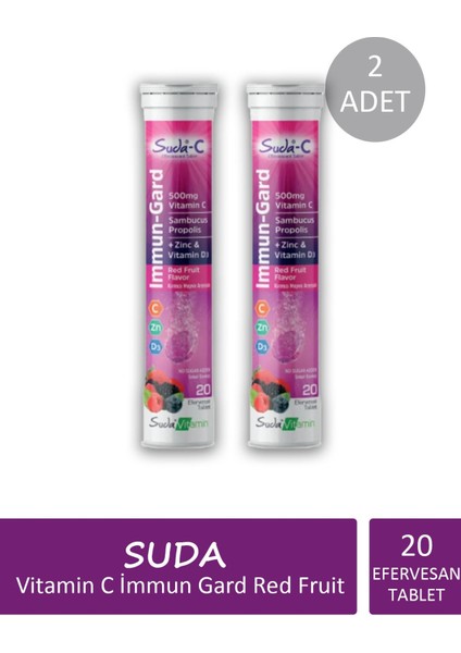 C Immun Gard Red Fruit 20 Efervesan Tablet x 2 Adet