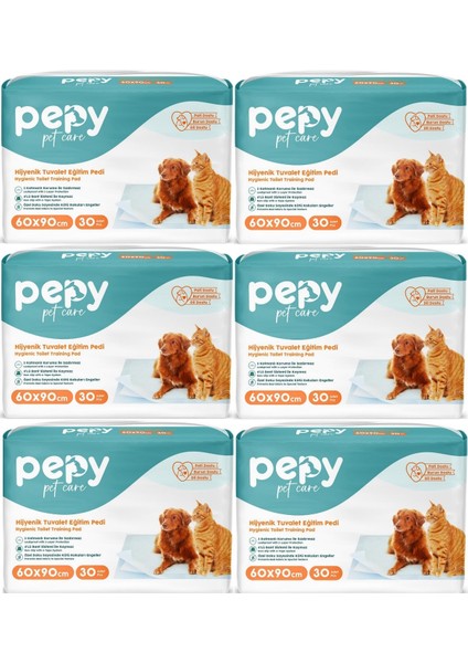 Pepy Pet Care Pepy Evcil Hayvan Tuvalet Eğitim Pedi 60 x 90 cm 180 Adet 6 Paket