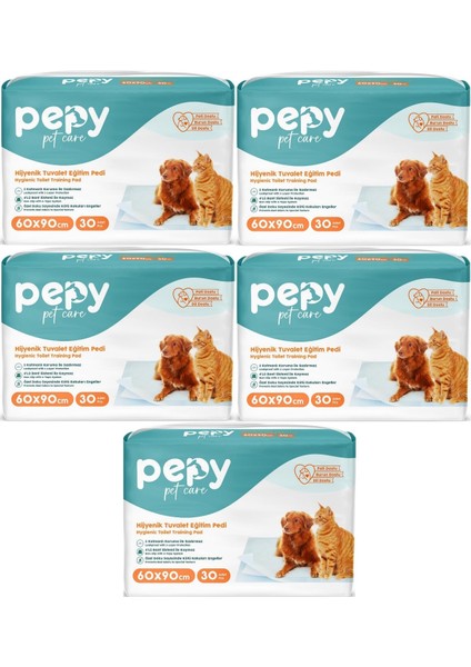 Pepy Evcil Hayvan Tuvalet Eğitim Pedi 60 x 90 cm 150 Adet 5 Paket