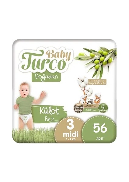 Külot Bebek Bezi Doğadan Beden:3 (5-9kg) Midi 336 Adet Süper Ekonomik Mega Pk