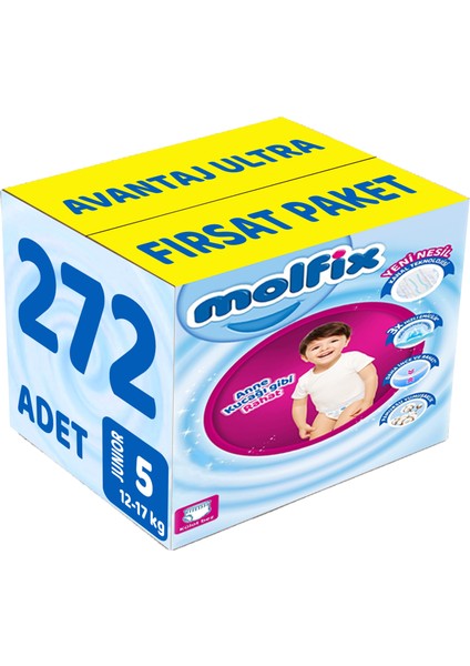 Külot Bebek Bezi Beden:5 (12-17KG) Junior 272 Adet Avantaj Ultra Fırsat Pk