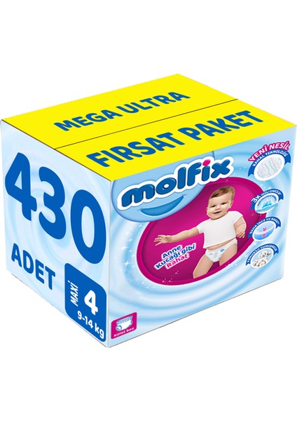 Külot Bebek Bezi Beden:4 (9-14KG) Maxi 430 Adet Mega Ultra Fırsat Pk