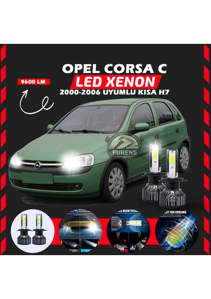 Opel Corsa C 2000-2006 Kısa Far Uyumlu Şimşek Etkili LED Xenon Pro Series H7