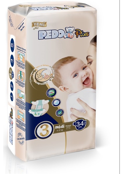 Plus Bebek Bezi Beden:3 (4-9kg) Midi 68 Adet Jumbo Ekonomik Pk