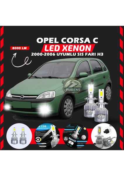 Opel Corsa C 2000-2006 Sis Farı Uyumlu Şimşek Etkili LED Xenon Performance Series H3