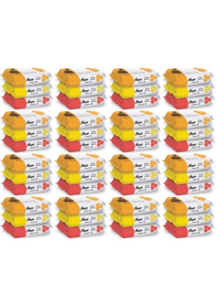 Islak Havlu Mendil Meyve Çeşitleri 90 Yaprak (48 Li Set) Plastik Kapaklı (Citrus Garden)