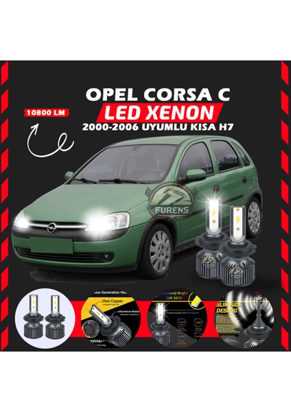 Opel Corsa C 2000-2006 Kısa Far Uyumlu Şimşek Etkili LED Xenon Premium Series H7