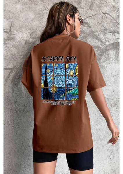 Only Trendwear Starry Sky Baskılı Unisex Oversize Tshirt