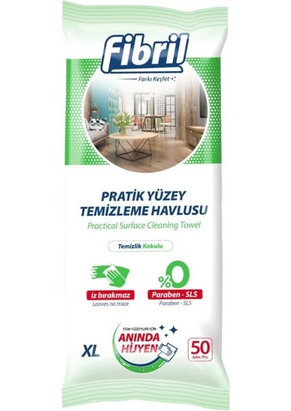 Yüzey Temizlik Havlusu 50 Yaprak Xl Temizlik Kokulu 4 Lü Set 200 Yaprak Plastik Kapaklı