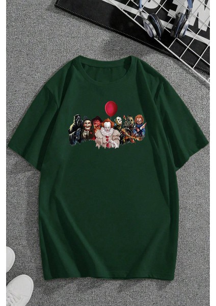 Only Trendwear Korku Karakterleri Baskılı Unisex Oversize Tshirt