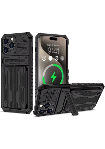 iPhone 12 Pro Max Kılıf Kamera Korumalı Standlı Kartlıklı Armor Grade Kapak fiyatları