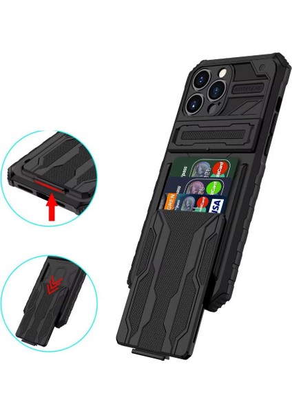 iPhone 12 Pro Max Kılıf Kamera Korumalı Standlı Kartlıklı Armor Grade Kapak modelleri