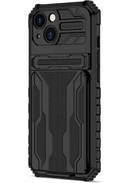 iPhone 15 Kılıf Kamera Korumalı Standlı Kartlıklı Armor Grade Kapak