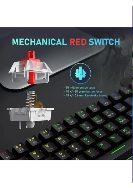 Ata Soft Atasoft T60 Kırmızı  Switch Mekanik Klavye Kablolu Gaming Oyuncu Klavyesi