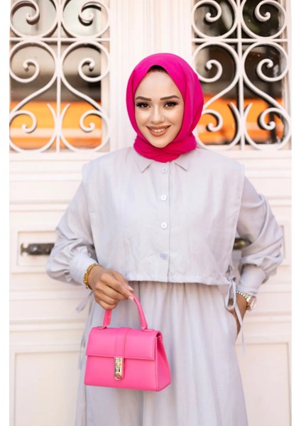 Kadın Tesettür Giyim Üst Cepken Detaylı Lizza Kumaş Ikili Elbise BOY:135CM indirimleri