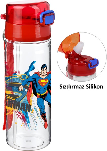 Ironika Lisanslı Süperman 4 Bölmeli Kaşık Çatallı Beslenme Kutusu Kabı-Pipetli Sızdırmaz suluk set fırsatları