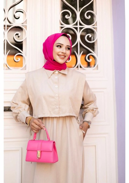 Kadın Tesettür Giyim Üst Cepken Detaylı Lizza Kumaş Ikili Elbise BOY:135CM indirimleri