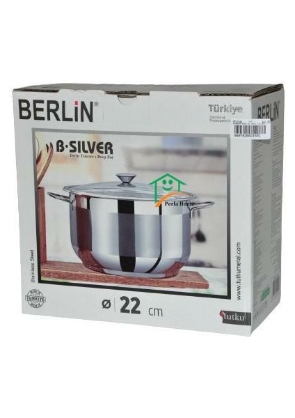 Bonera Berlin Silver 22X12 cm Derin Çelik Tencere