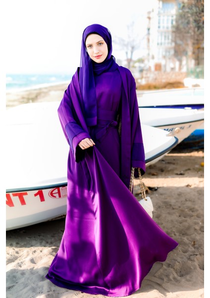 Harika Wear Mor Ipek- Saten Abaya Ferace