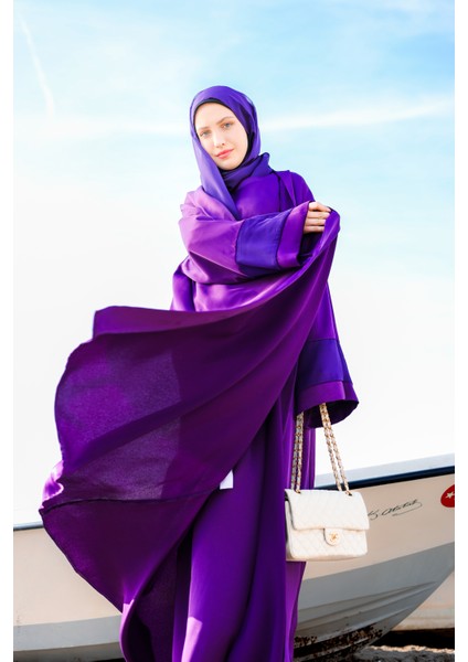 Harika Wear Mor Ipek- Saten Abaya Ferace