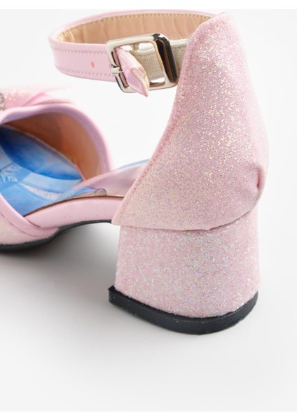 Pembe Simli Fiyonklu Kız Çocuk Topuklu Ayakkabı fırsatları