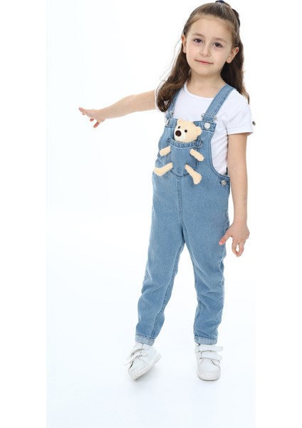 Angelos Girls Kız Çocuk Jean Salopet-Peluş Ayıcıklı- 2-13 Yaş 0095