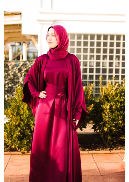 Harika Wear Koyu Fuşya Ipek Abaya