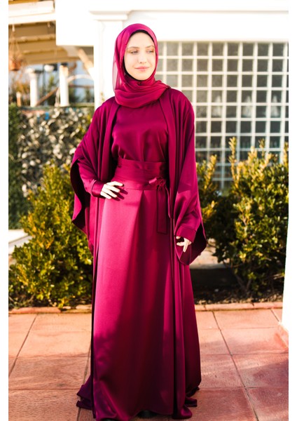 Harika Wear Koyu Fuşya Ipek Abaya