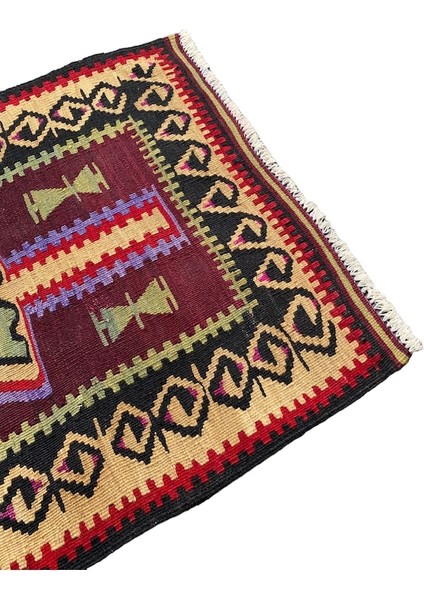 El Dokuma Dekoratif Kök Boya Kilim 78X117 Renkli Yün Küçük Kilim