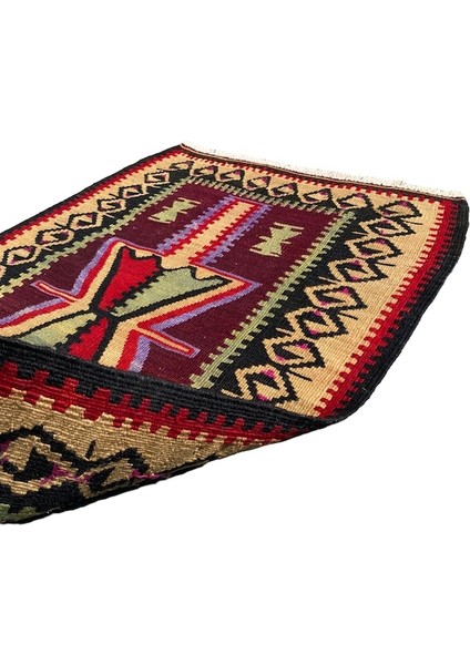 El Dokuma Dekoratif Kök Boya Kilim 78X117 Renkli Yün Küçük Kilim