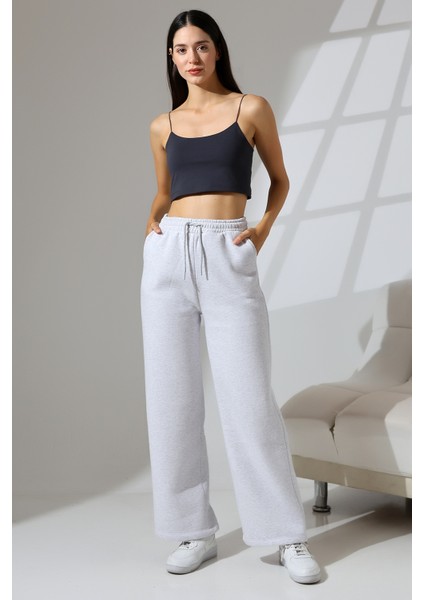 Şardonlu Penye Kompakt Paçası Geniş Kışlık Palazzo Eşofman Altı 21776 Karmelanj