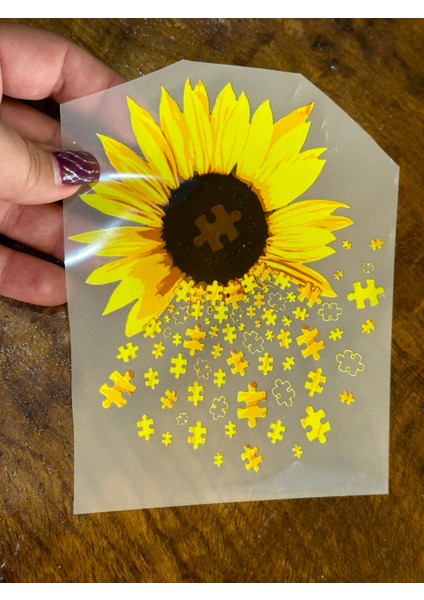 Ütü Ile Yapışan Ayçiçeği Transfer Baskı Arma Tişört Baskı 14X11 cm